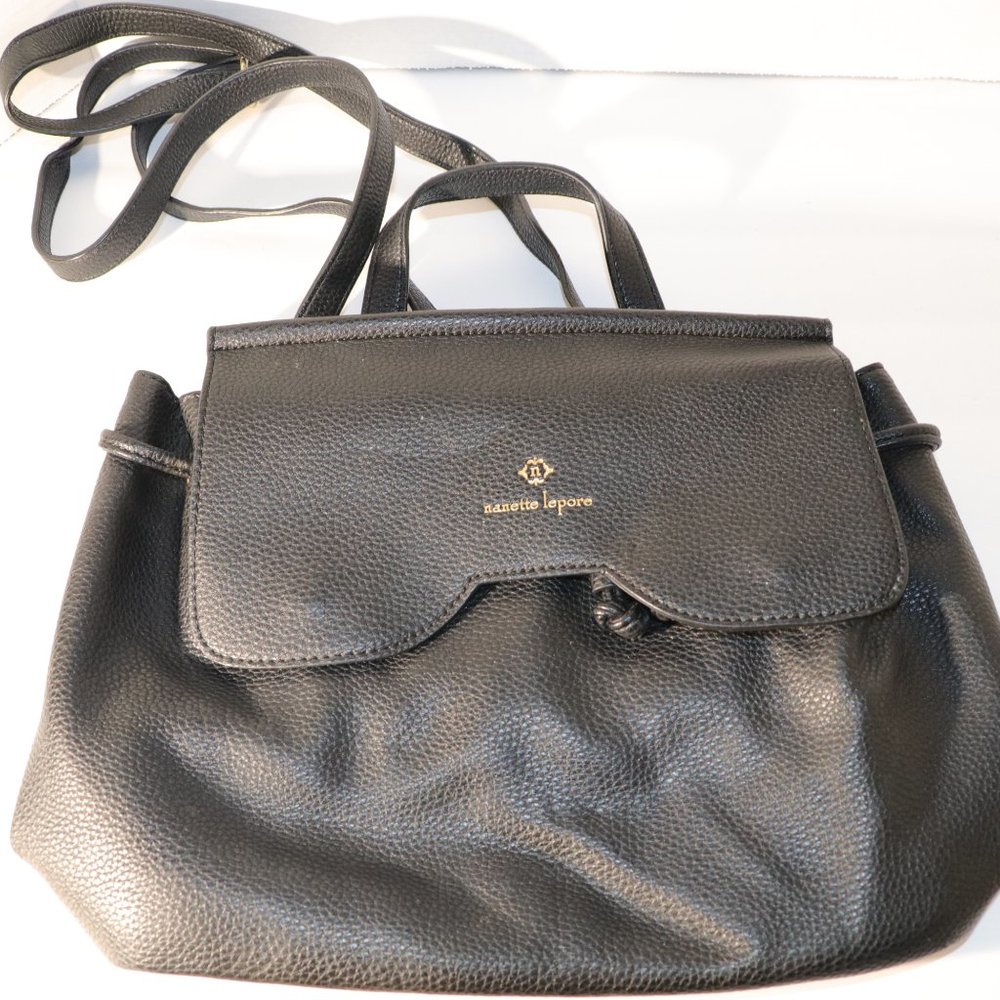 Nanette Black Pebble Leather Backpack Purse
